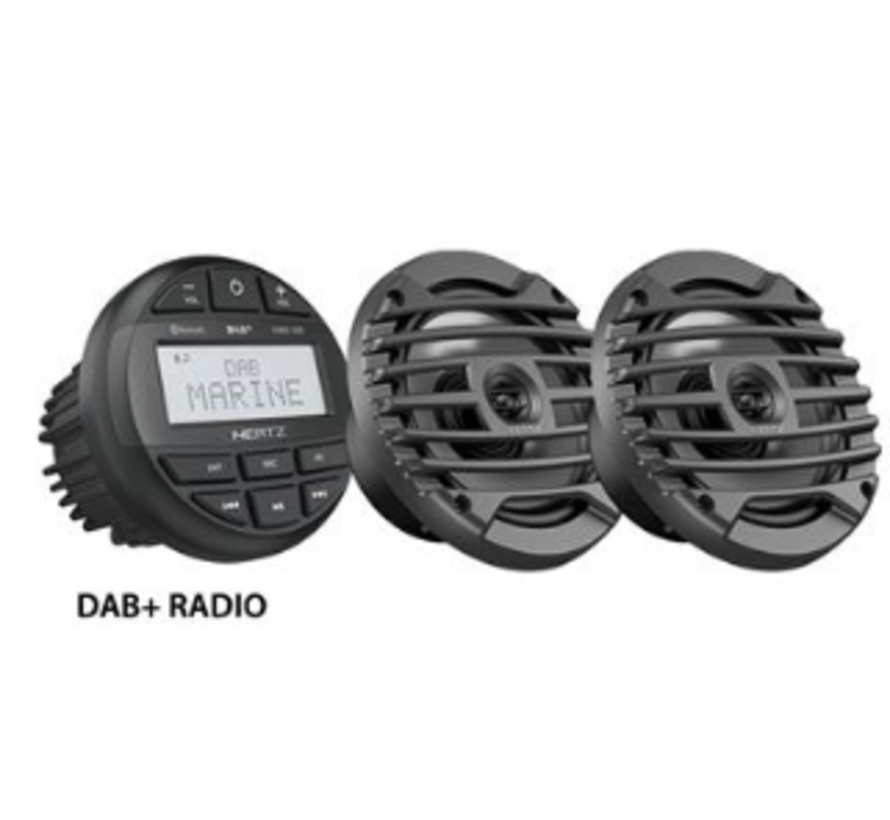 Hertz HMR 10D SET - DMR DAB+ Radio + 2 speakers Zwart