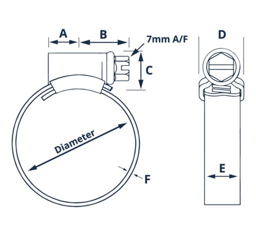 Slangenklem rvs 8-12 mm bandbreedte 9 mm