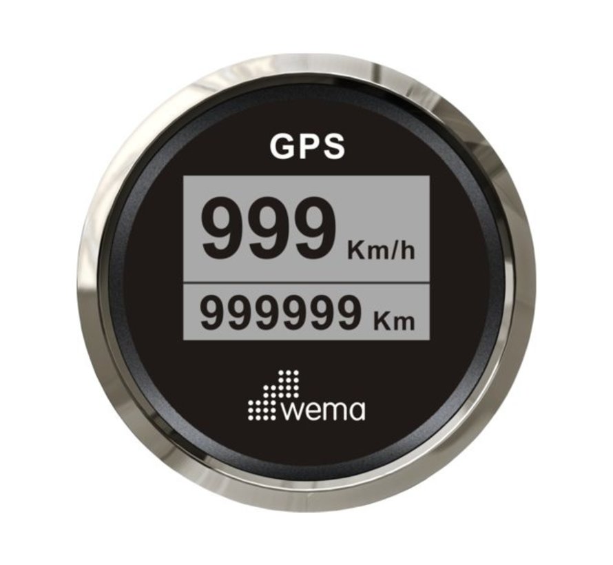 Silver serie GPS speedometer digitaal 52mm zwart