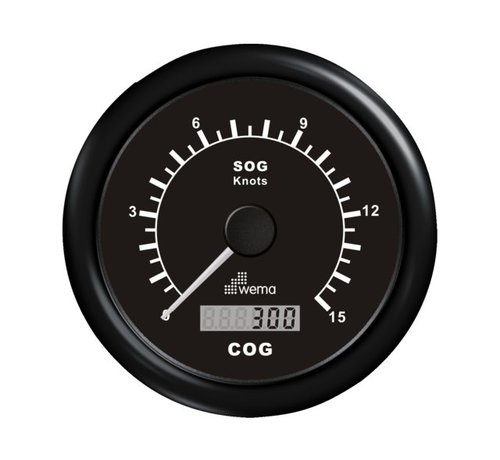 Wema GPS speedometer 0-15 kn zwart incl. antenne