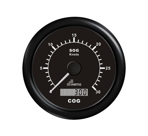 Wema GPS speedometer 0-30 kn zwart incl. antenne