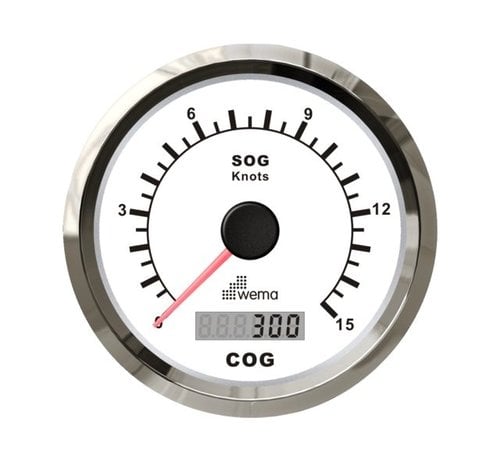 Wema Silver serie GPS speedometer 0-15 kn wit incl. antenne