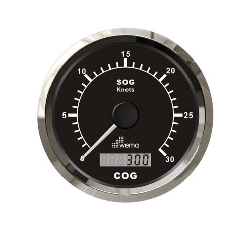 Wema Silver serie GPS speedometer 0-30 kn zwart incl. antenne