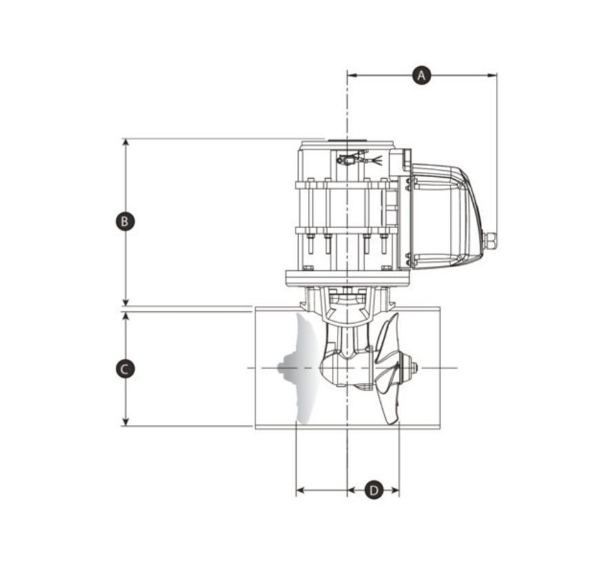 Lewmar proportionele boegschroef 250TT 8kW 24v retro kit