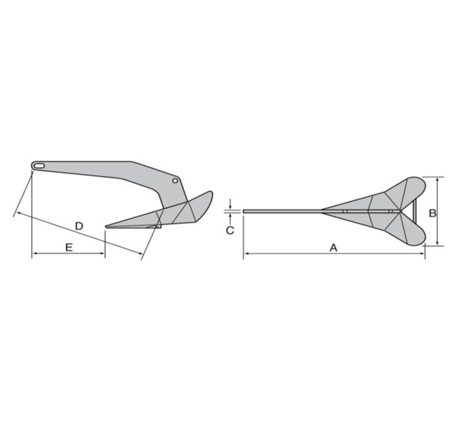 Delta anker gegalvaniseerd 16kg/35lbs