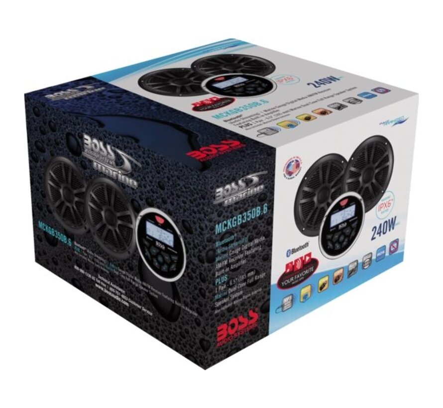 Marine Multimedia Receiver MRG350 Set met zwarte speakers