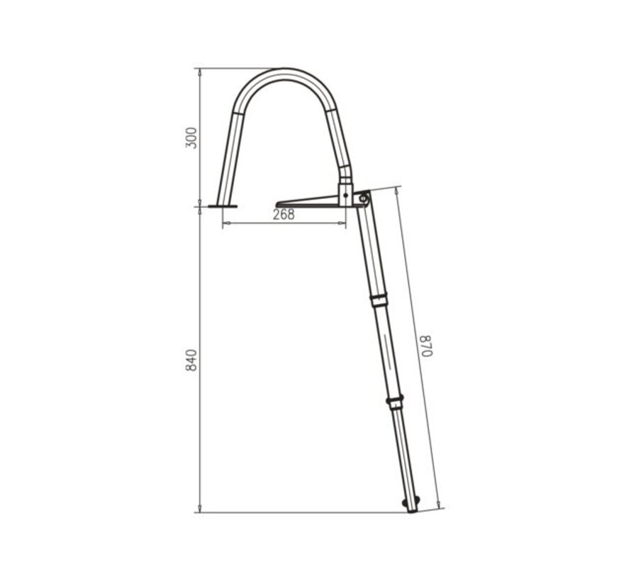 Zwemtrap telescopisch en opklapbaar met handgrepen 3 treden RVS