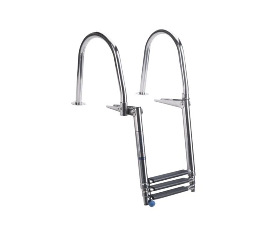 Zwemtrap telescopisch en opklapbaar met handgrepen 3 treden RVS