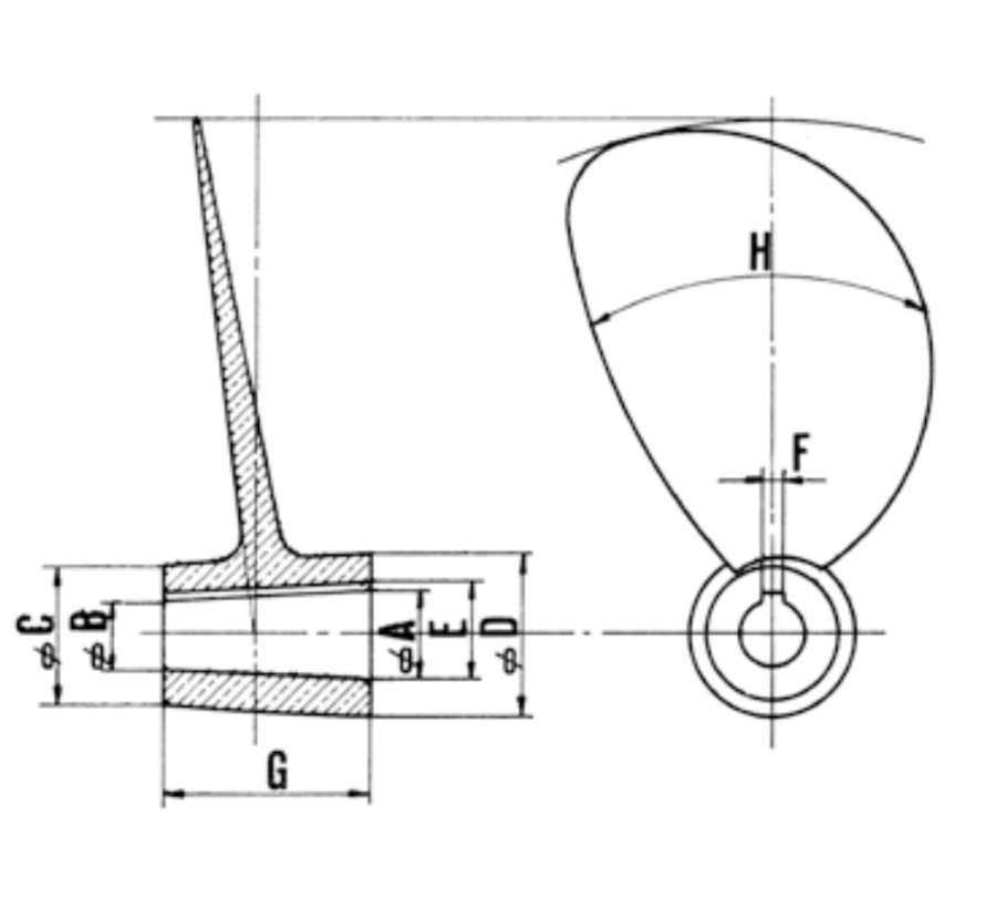 Schroefas RVS AISI 329 Diameter 20 mm conus 1:10 | Inc Dopmoer / Zinkanode / RVS Borgring / RVS Spie