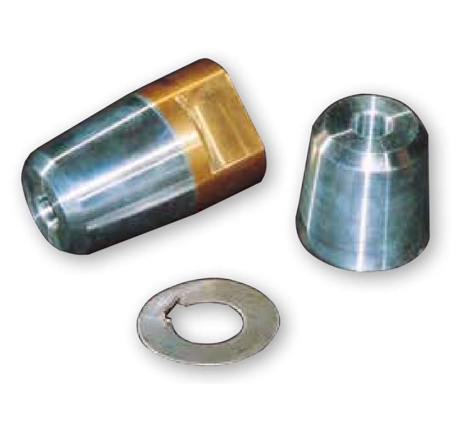 Schroefas RVS AISI 329 Diameter 35 mm conus 1:10 | Inc Dopmoer / Zinkanode / RVS Borgring / RVS Spie