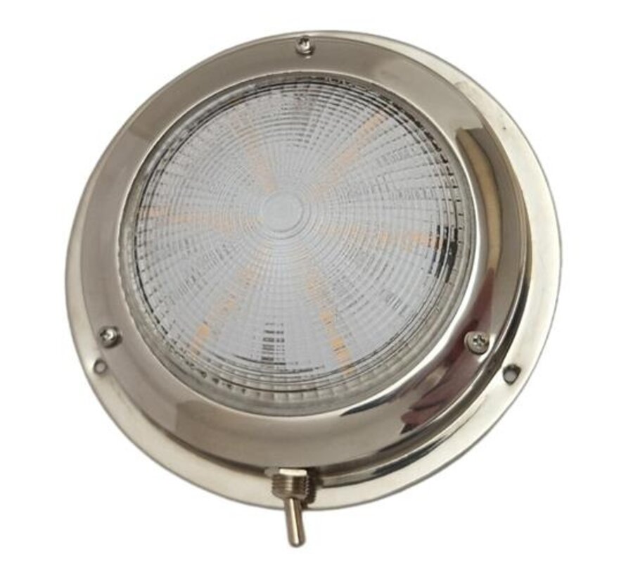 Plafonnière opbouw rvs304 12V warm wit 102mm LED