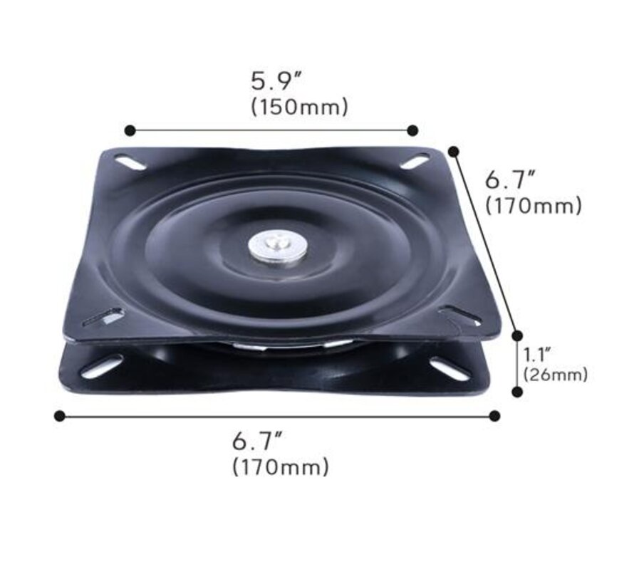 Hollex Draaiplateau dicht zwart 15x17x17cm