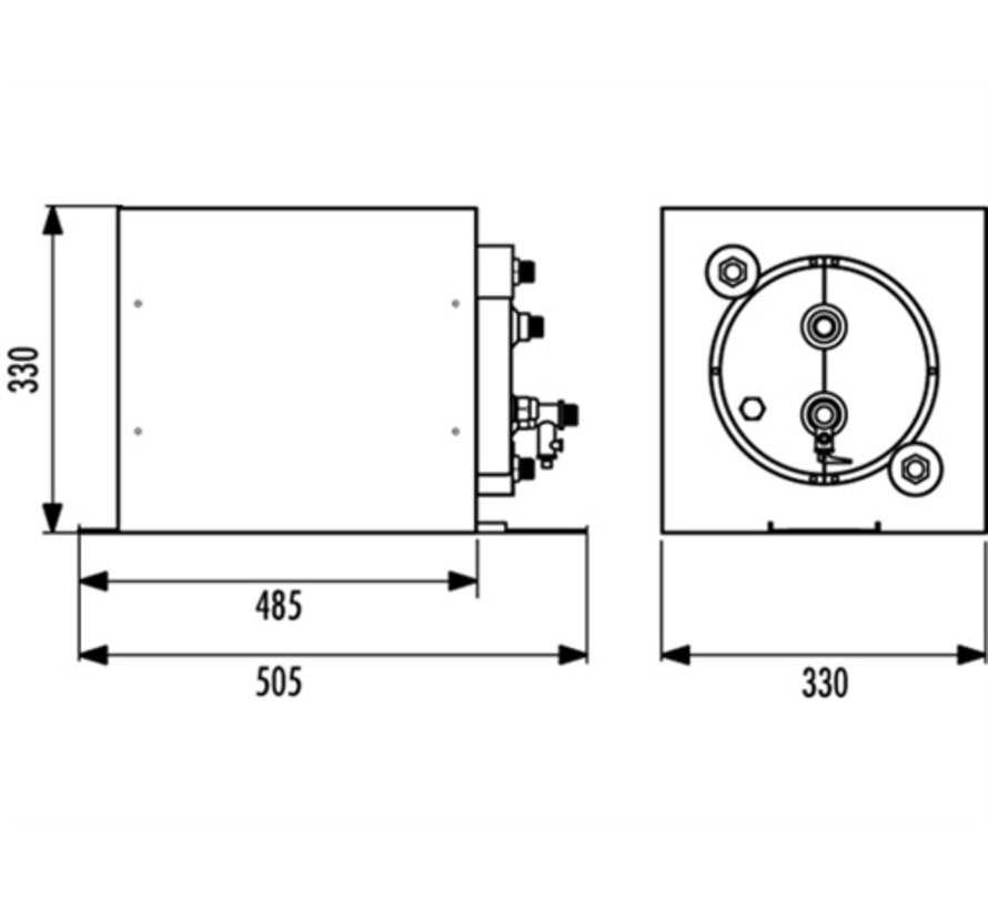 BX Boiler 25 liter 230V / 800W RVS / vierkant