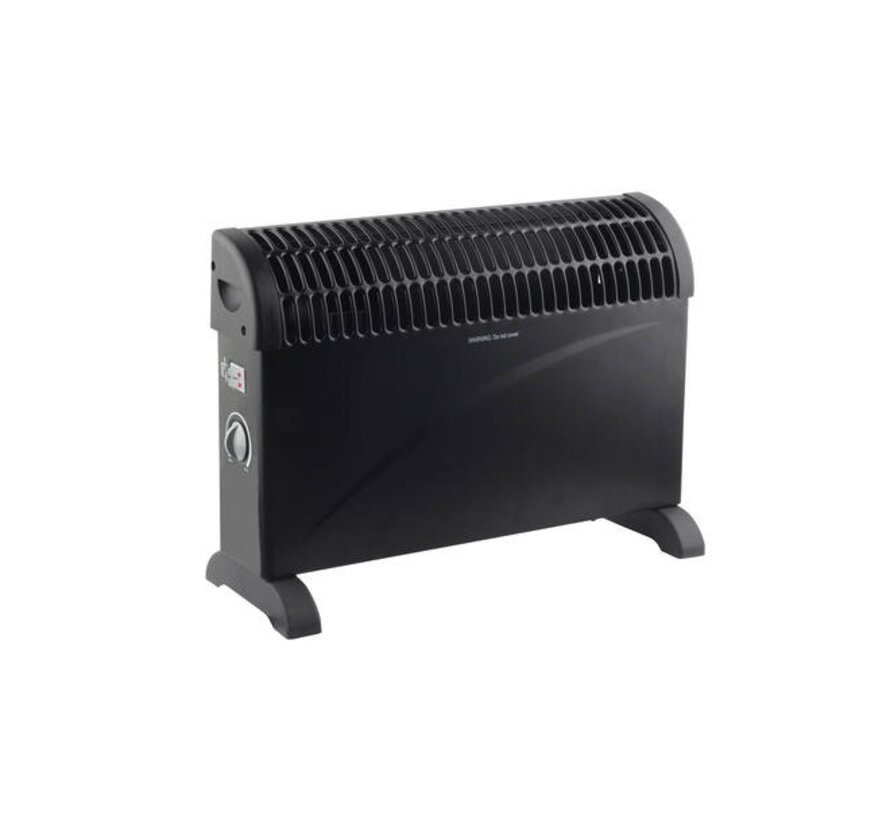Elektrische Convector Heater zwart 750 / 1250 / 2000 Watt - Kachel met thermostaat