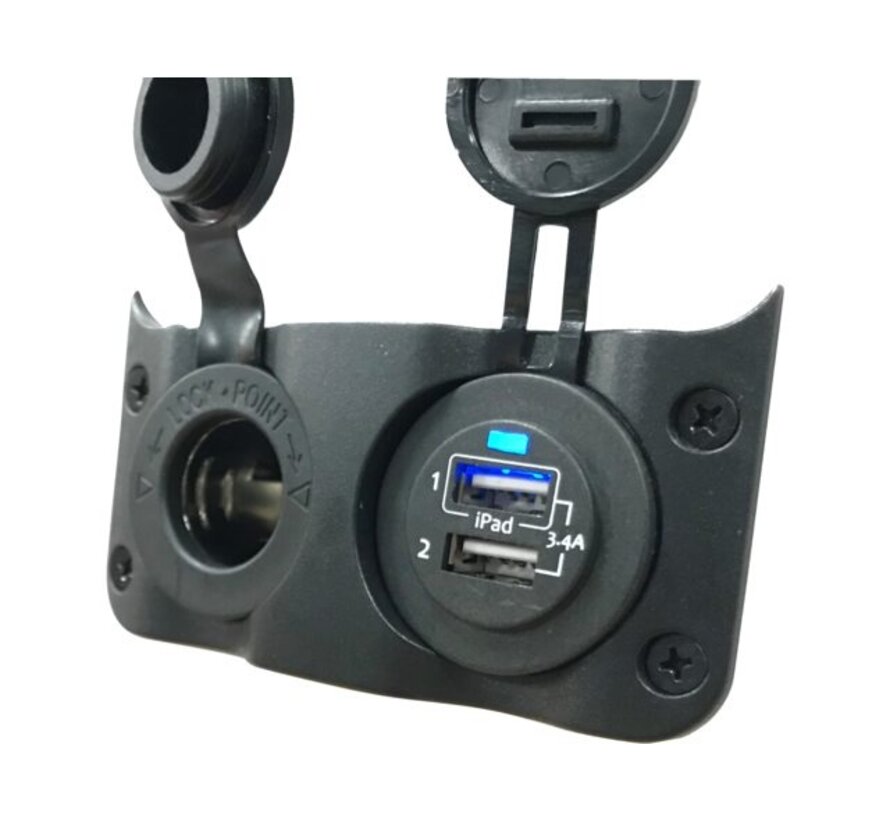 Talamex Schakelpaneel Wave add-on paneel 12V & dubbel USB stopcontact