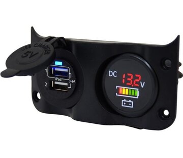 Talamex Schakelpaneel Wave add-on paneel dubbel USB & Volt / Accu indicator