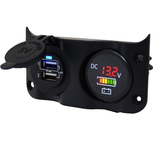 Talamex Talamex Schakelpaneel Wave add-on paneel dubbel USB & Volt / Accu indicator