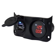 Talamex Schakelpaneel Wave add-on paneel dubbel USB & Volt / Ampere meter