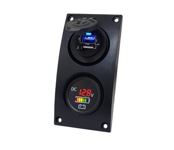 Talamex Schakelpaneel Curved add-on paneel dubbel USB & Volt / Accu indicator