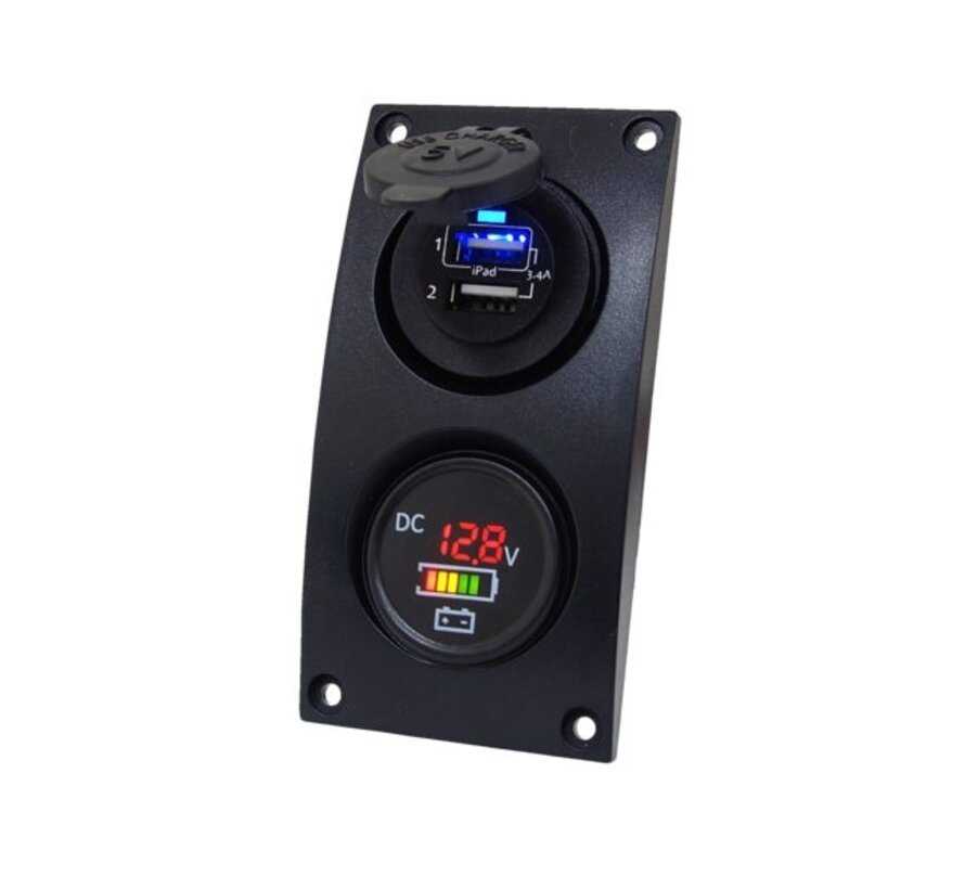 Talamex Schakelpaneel Curved add-on paneel dubbel USB & Volt / Accu indicator