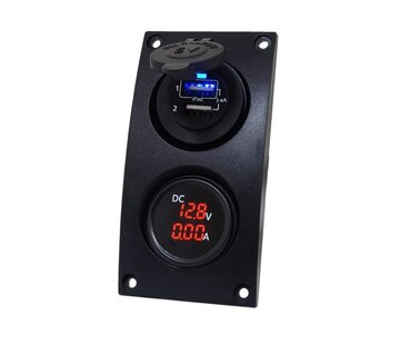 Talamex Schakelpaneel Curved add-on paneel dubbel USB & Volt / Ampere meter