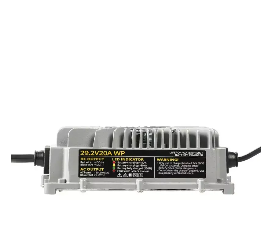 Rebelcell LiFePO4 Acculader 29.2V 20A Waterdicht (IP65)