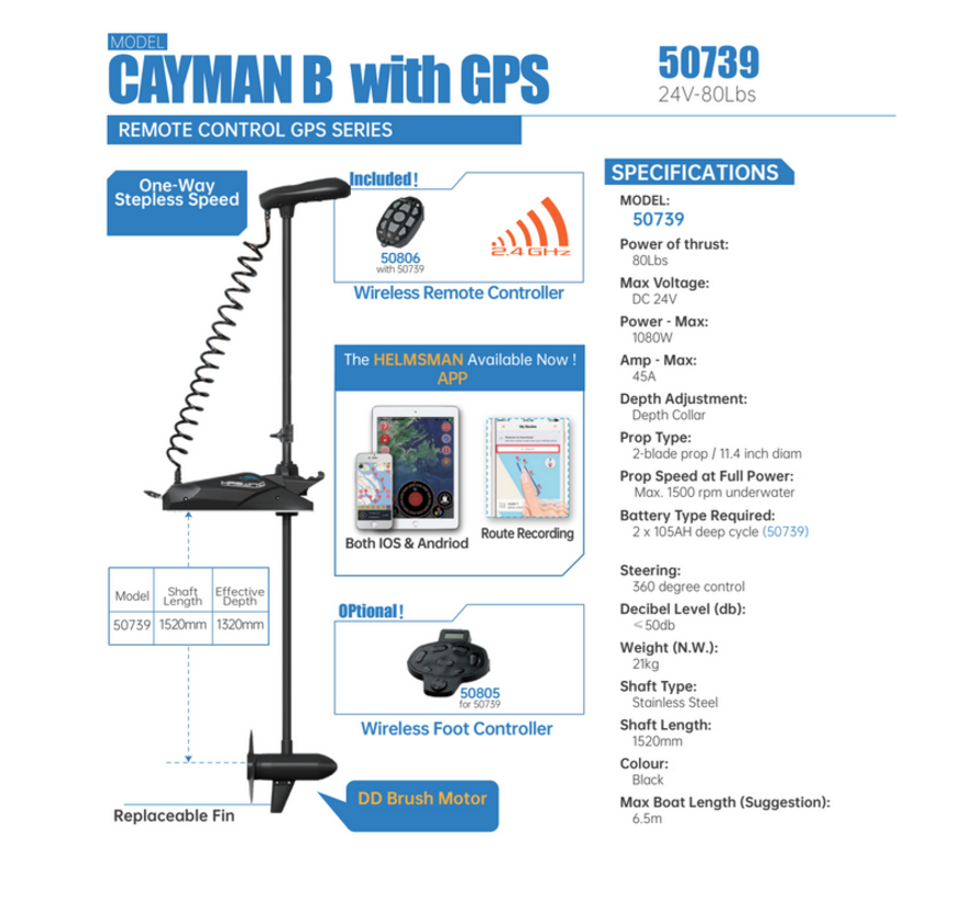 Cayman B 80 lbs 24V GPS Boegmotor Anker funtie op afstandbediening