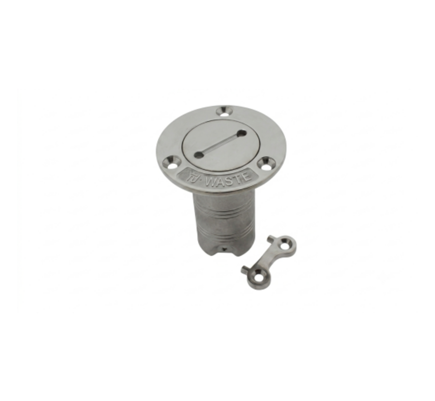 RVS Dekvuldop 'Waste' slangaansluitingDiameter 38mm flensDiameter 76mm 0Graden model