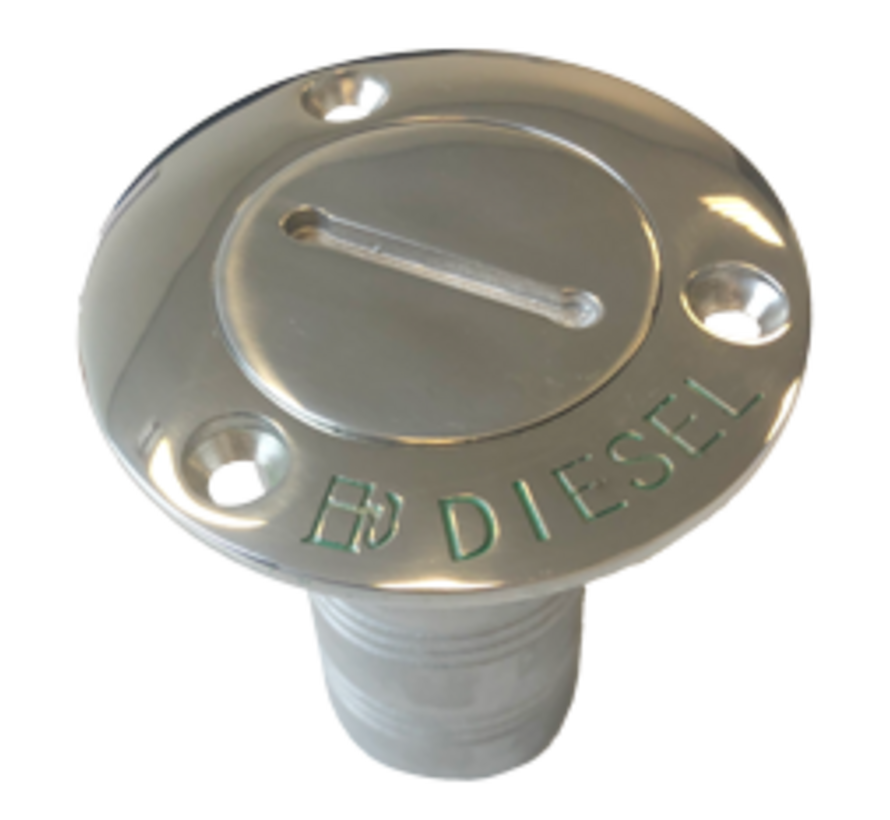 RVS Dekvuldop 'Diesel' slangaansluitingDiameter 38mm flensDiameter 76mm 0Graden model