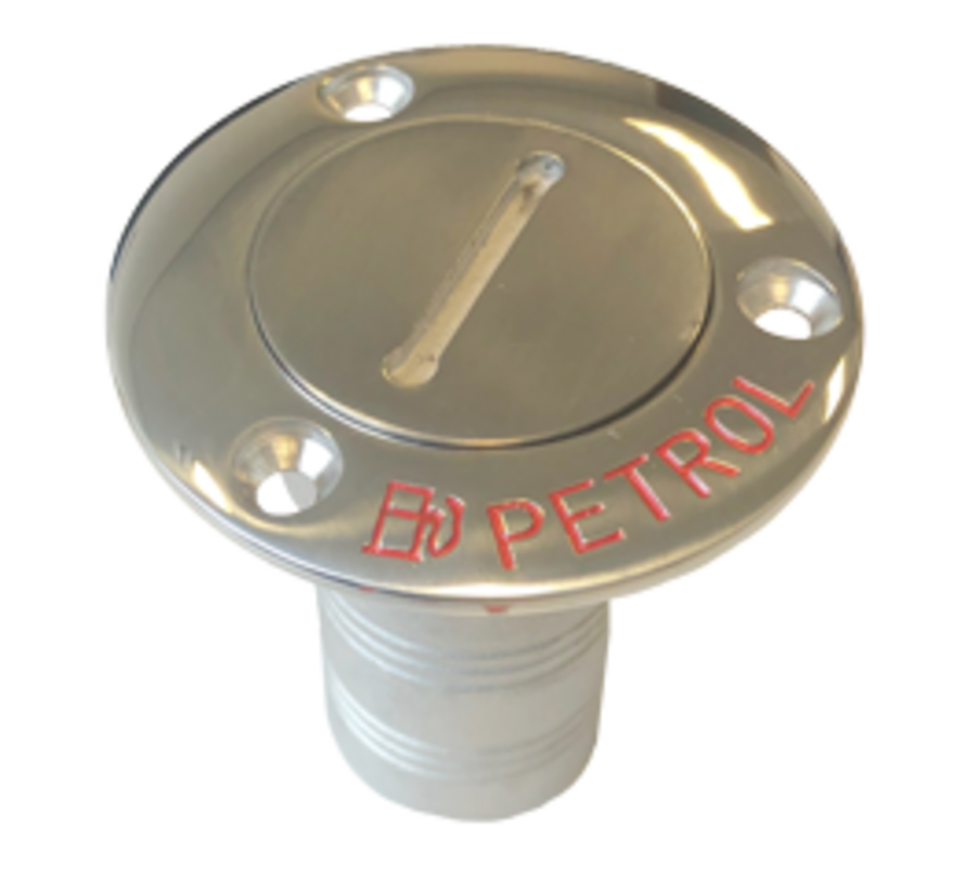 RVS Dekvuldop 'Petrol'  slangaansluitingDiameter 38mm  flensDiameter 76mm  0Graden  model