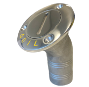 Allpa RVS Dekvuldop 'Oil'  slangaansluitingDiameter 38mm  flensDiameter 76mm  30Graden  model