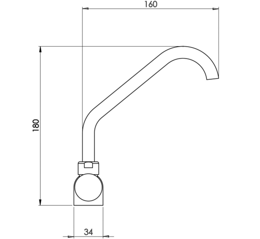 Trem Mengkraan Chroom met Draaibare Uitloop – 3/8" Aansluiting