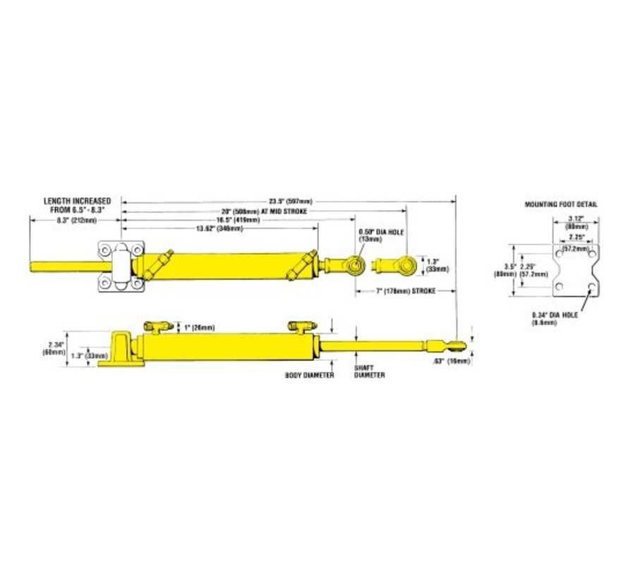 SeaStar Cilinder 82kgm voor hydraulisch inboard stuursysteem ( BA150-7ATM)