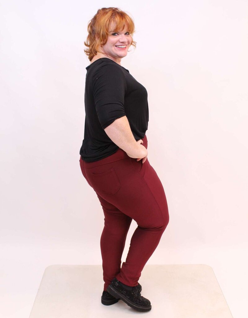 RivaFashion - Pantalon Luna - Uni Burgundy :