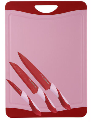 Bergner Snijbord met 3 messen (rood)
