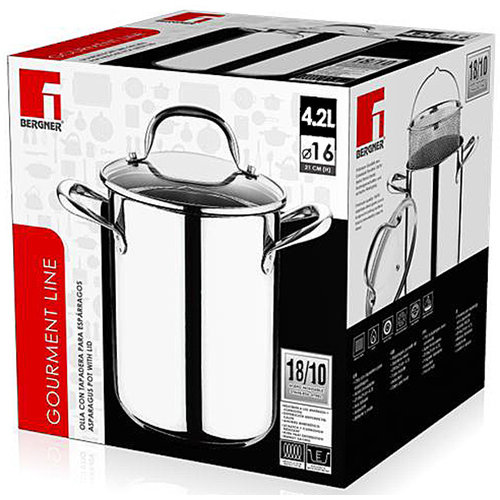 Bergner asperge-/ pastapan met deksel (4,2 l.)
