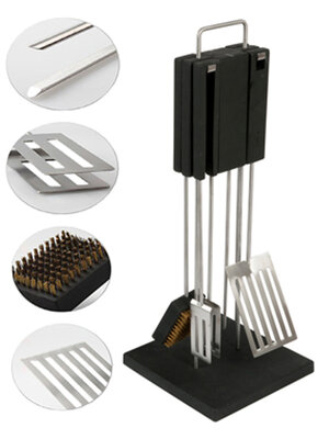 QDO Roestvrijstalen Barbecue- /Grillset Deluxe met standaard