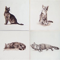 Frisiantiles Tegels katten sepia 1-4