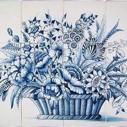 Frisiantiles Fliesentableau Blumenkorb F