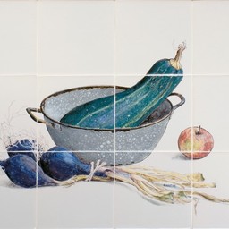 Frisiantiles Tegeltableau courgette en blauwe uien
