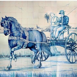 Frisiantiles Tegeltableau Fries paard met sjees II
