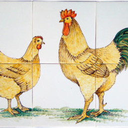 Frisiantiles Kacheltableau Hahn und Henne II