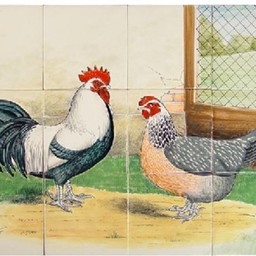 Frisiantiles Kacheltableau Hahn und Henne III