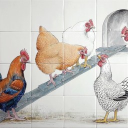 Frisiantiles Tile panel chickens on stairs