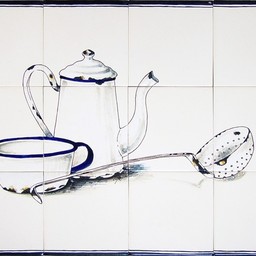 Frisiantiles Tegeltableau koffiekan I