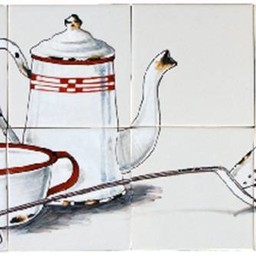 Frisiantiles Tegeltableau koffiekan III