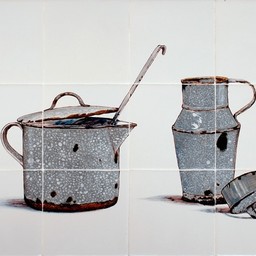 Frisiantiles Tegeltableau melkpan en kannetje