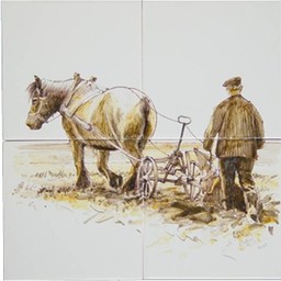 Frisiantiles Tile panel plowing horse and farmer