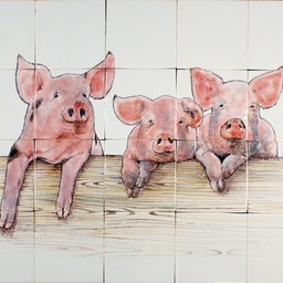 Frisiantiles Tegeltableau varkens III