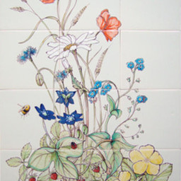 Frisiantiles Kacheltableau Feldblumen I
